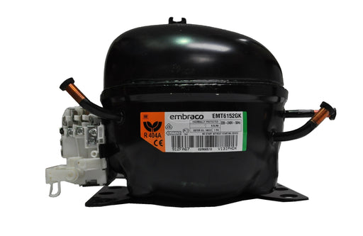 Compressore ermetico Embraco EMT6152GK con gas R404A-R507-R452A, potenza di 1/4 HP.