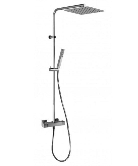 Colonna doccia Jacuzzi in ottone con miscelatore termostatico saliscendi combinato soffione inox 20x20 Glint 0IQ00199JA00.